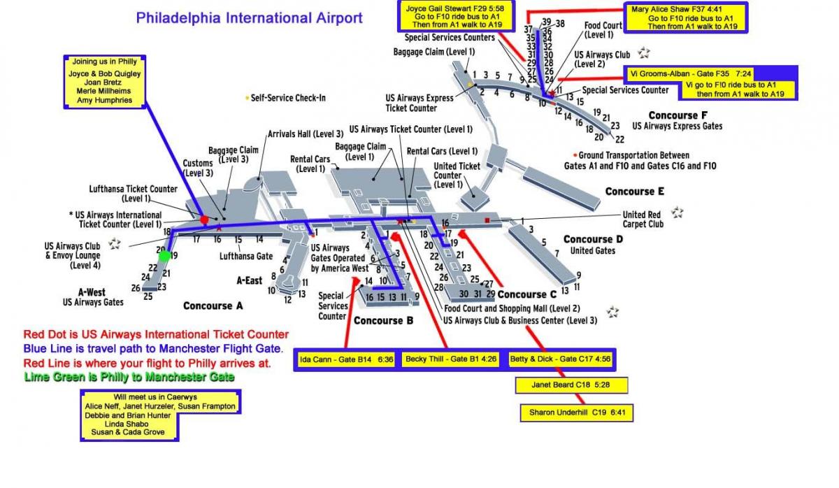 harta Philadelphia aeroport