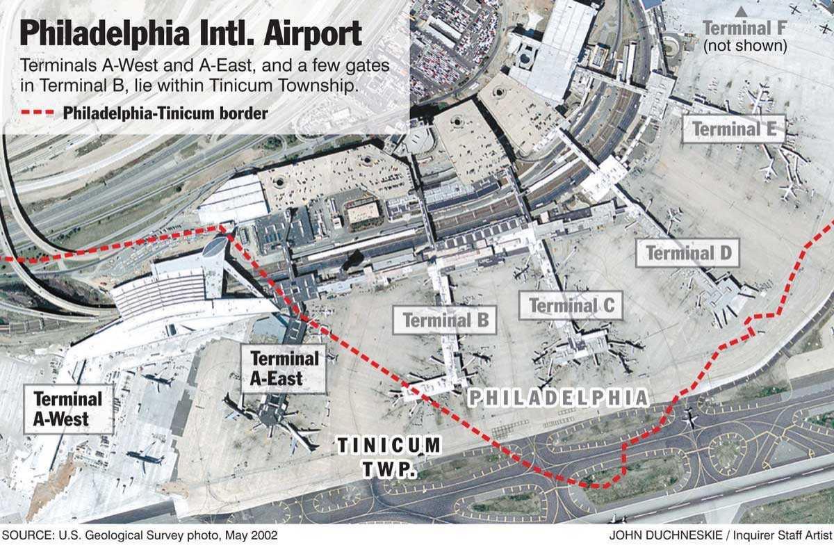 Aeroportul internațional din Philadelphia arată hartă