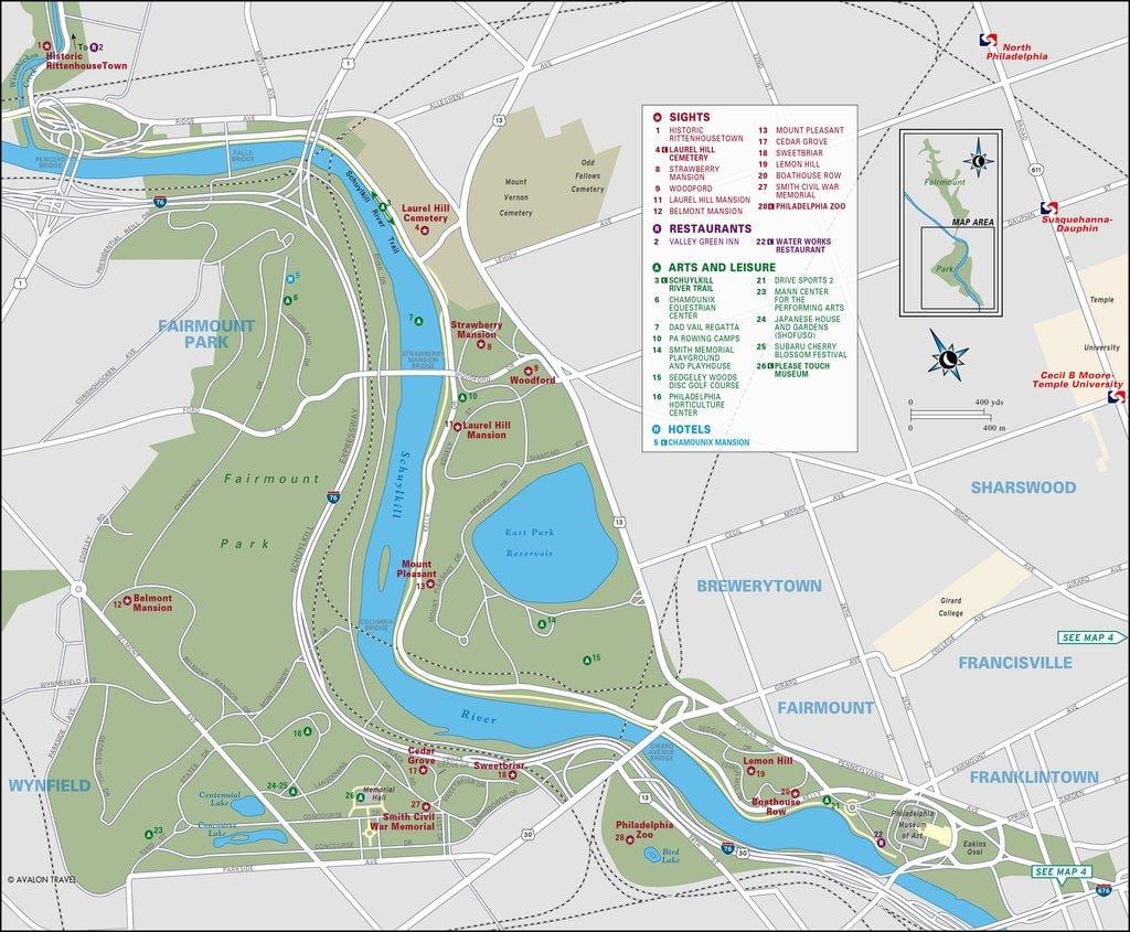harta fairmount park Philadelphia
