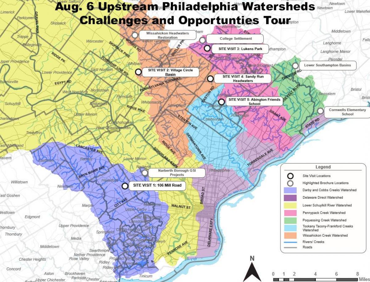 suburbiile din Philadelphia arată hartă