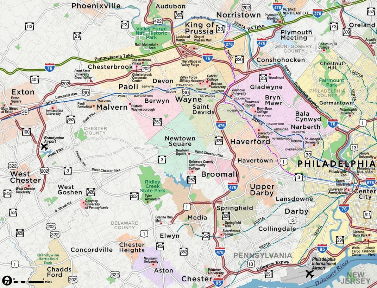 harta linia principală Philadelphia