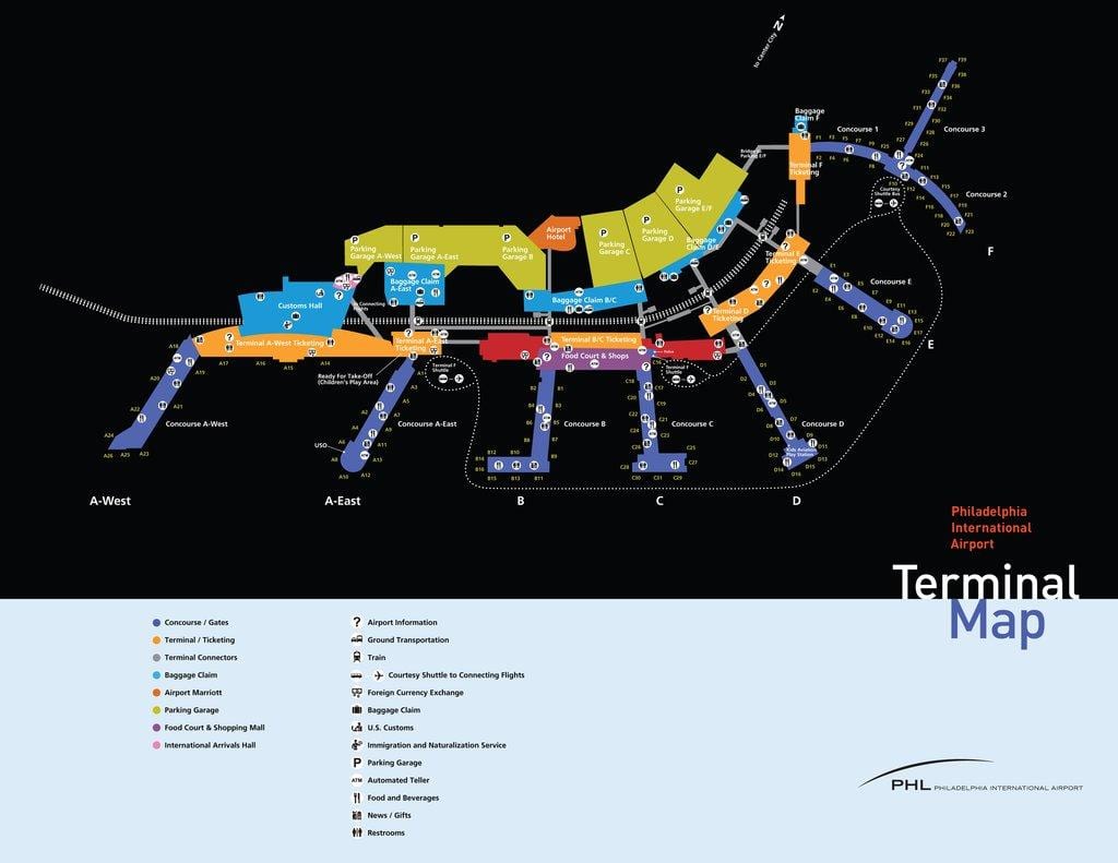 Aeroportul Philadelphia economia de parcare hartă