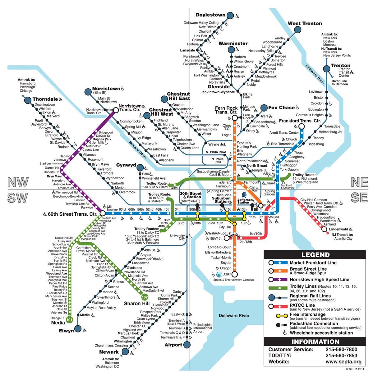 harta metrou din Philadelphia