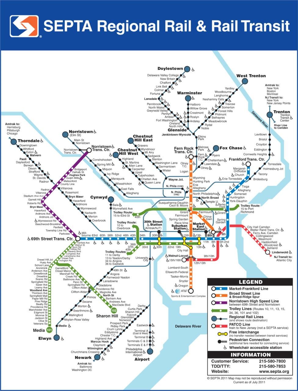 Septa harta Philadelphia