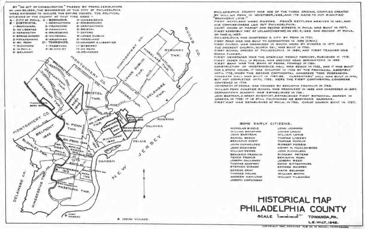 Philadelphia county arată hartă