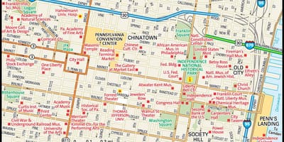 Hartă din centrul orasului Philadelphia