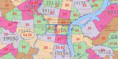Philadelphia și zonele înconjurătoare hartă