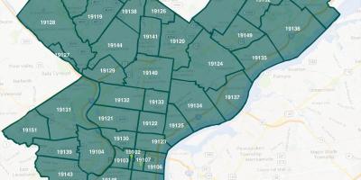 Harta Philadelphia cartiere și codurile zip