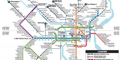 De metrou din Philadelphia arată hartă